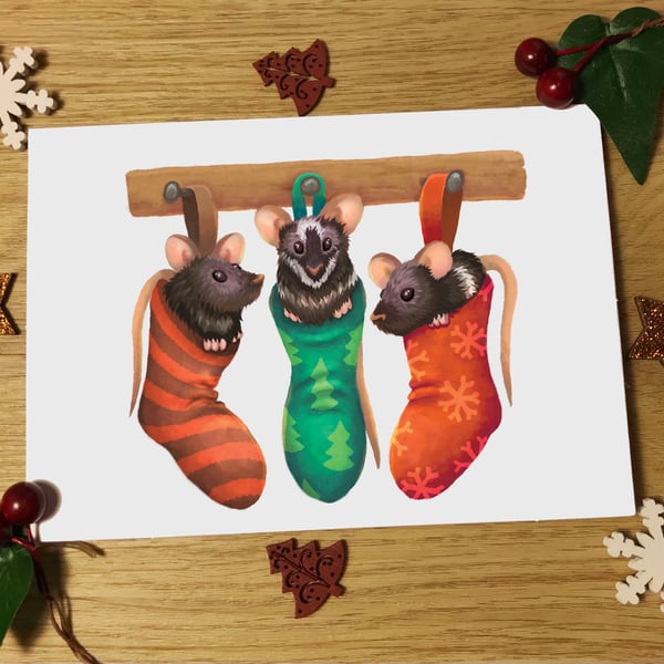 Seasonal Mice Greeting Card