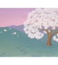 Spring Scene with Cherry Blossom Tree - original acrylic art - Image 1