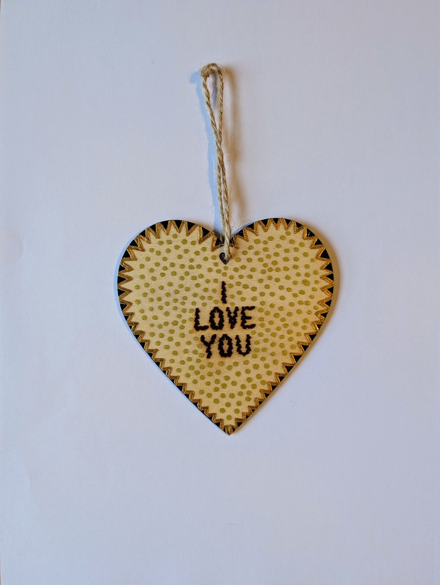 'I Love You' Wooden Hanging Heart