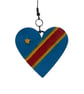 DRC flag earrings, love Democratic republic of the Congo, loveheart jewellery, - Image 3