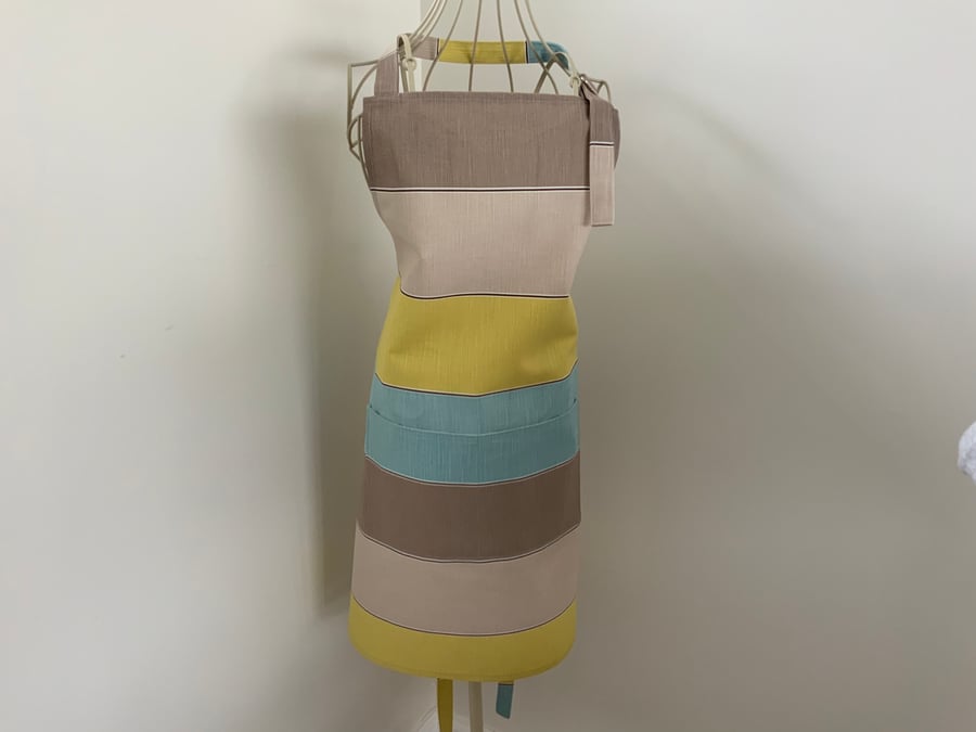 Gorgeous Stripe Full Apron with centre pocket and adjustable neck strap