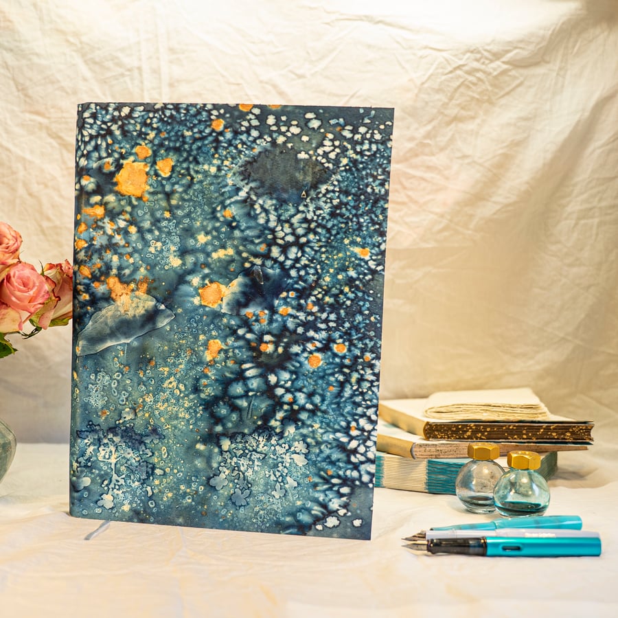 innerwords ... A4 Cyanotype Softback Journal with Wild Poppies (Folksy138)