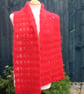 Crochet Broomstick Lace Scarf in Red Mohair - Image 3
