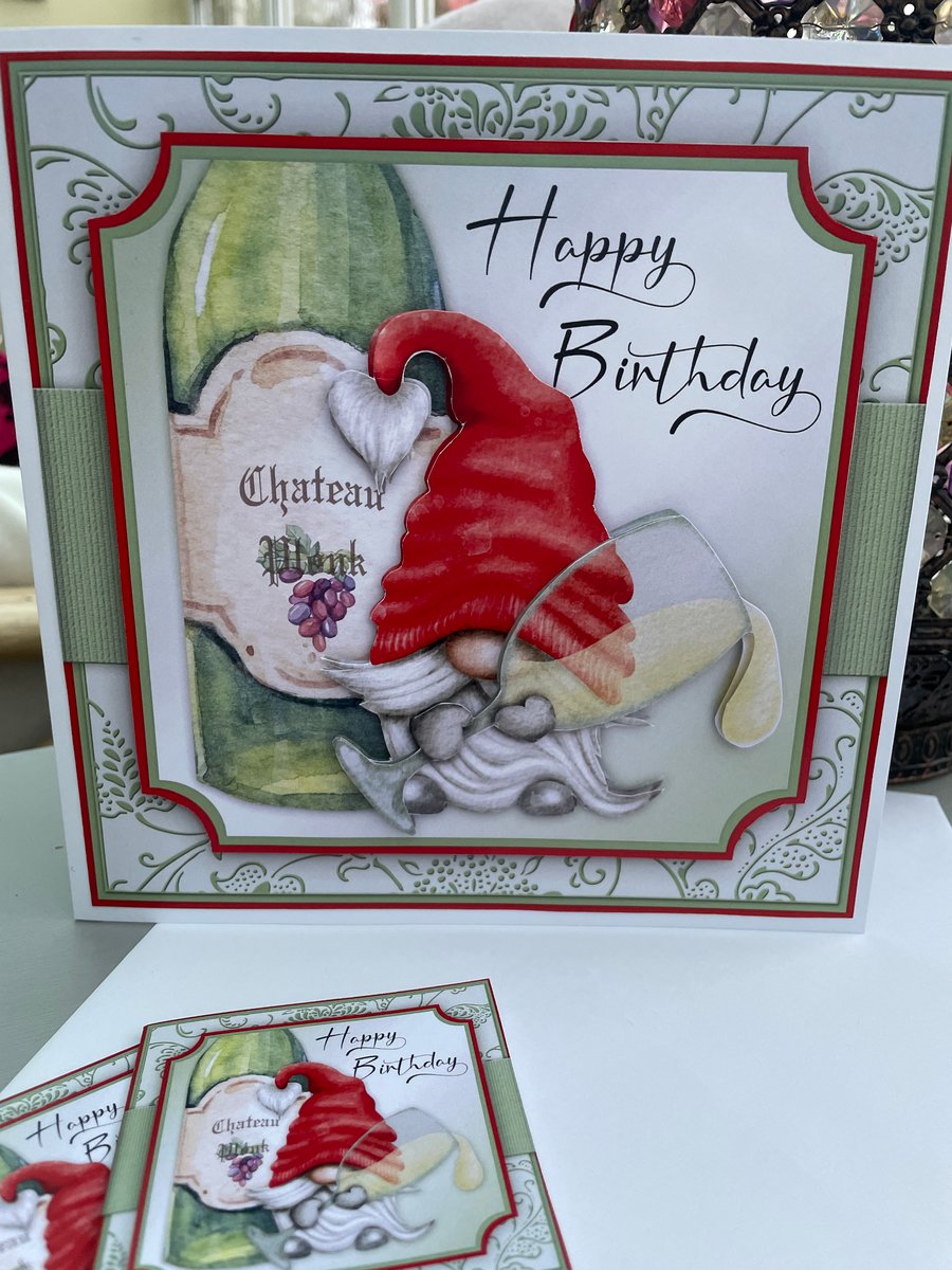 Chateau Plonk gnome or gonk funny birthday card