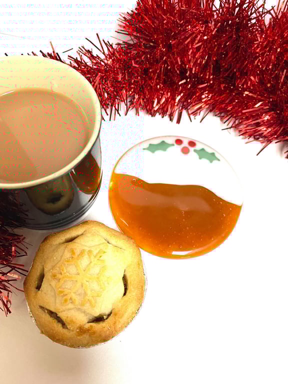 Fused Glass Christmas Pudding Coaster