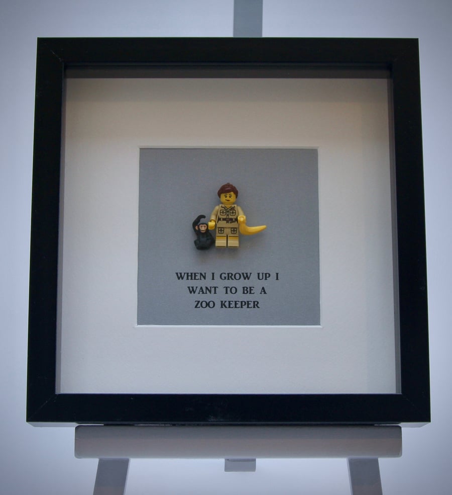 When I grow up I want to be a Zoo Keeper mini Figure framed picture 