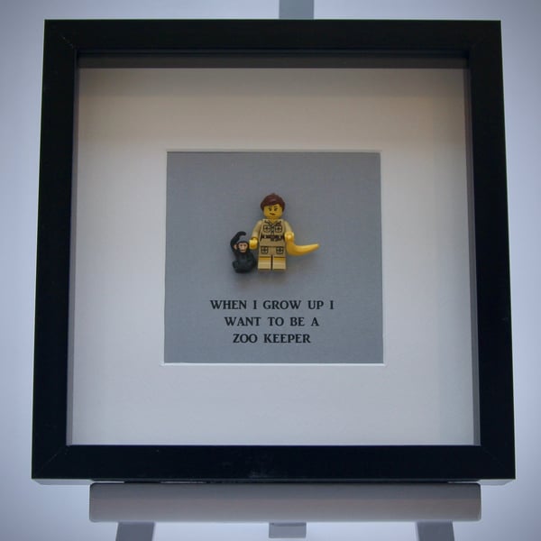 When I grow up I want to be a Zoo Keeper mini Figure framed picture 