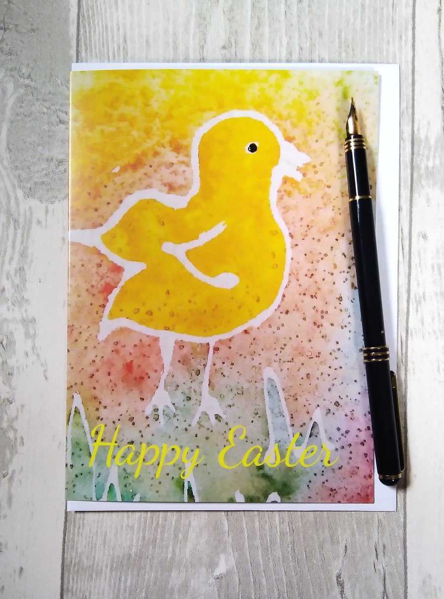 Happy Easter card. Easter Chicken card. Easter chick card.