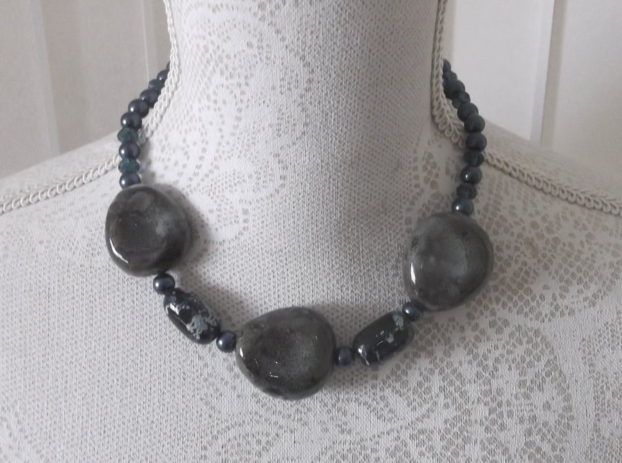 Grey blue necklace