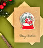 Christmas snow globe card embroidered winter cottage greeting traditional Xmas - Image 8