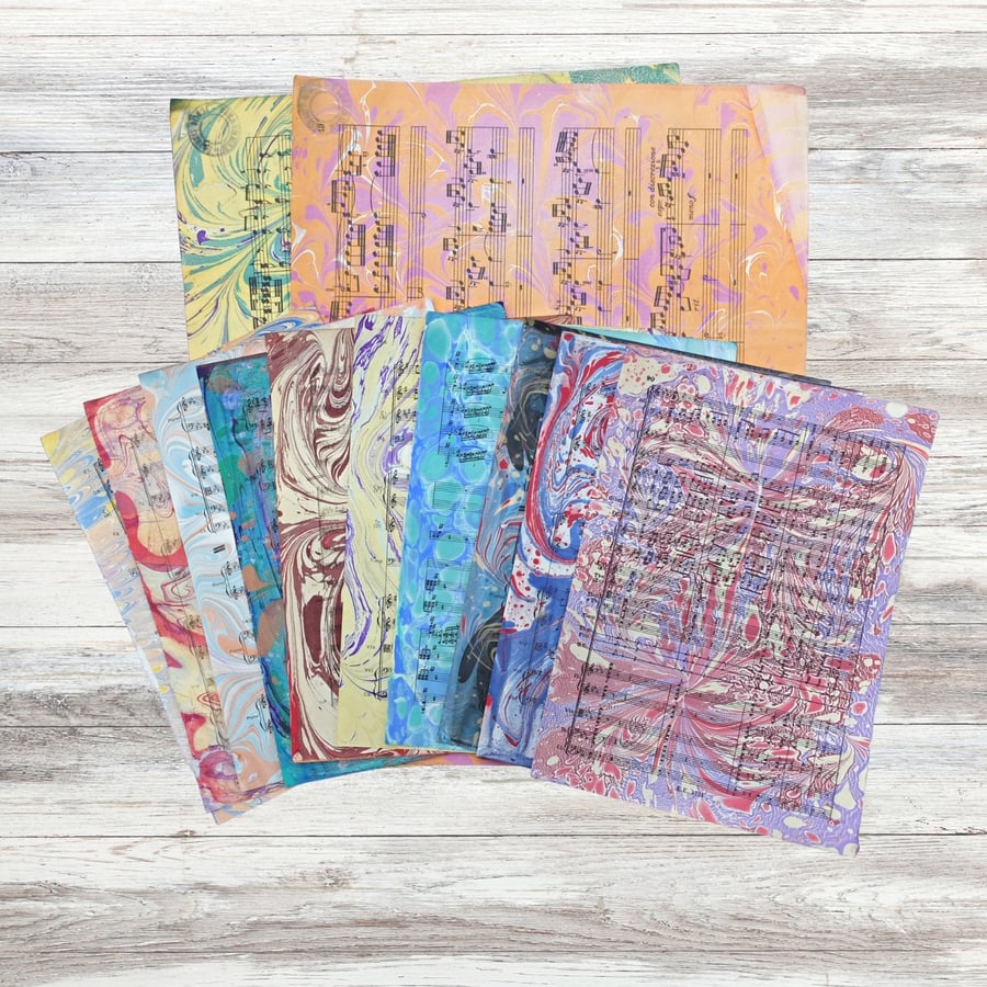 Mixed pack multicolour marbled ephemera 