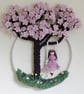  Cherry Blossom macrame, girl on a swing macrame, macrame tree - Image 8