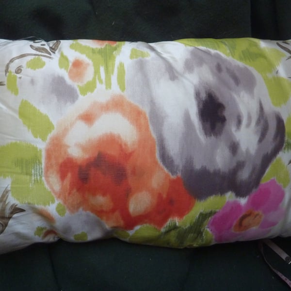 Pure Silk Designers Guild Fabric Oblong Cushion 65X20.5cms  Flowers Gold Details