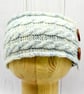 Hand Knitted "Braided" Head band in Cream and Blue - child - Image 1