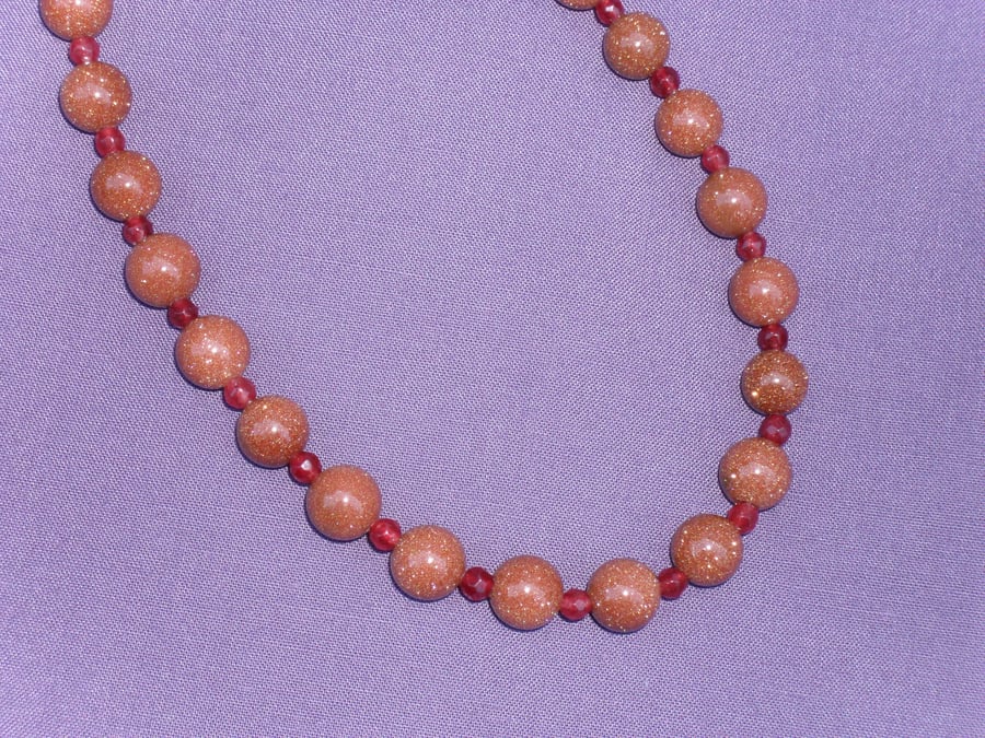 Goldstone and Agate Necklace