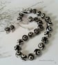 Designer Black & Cream Agate Necklace & Earrings Gift Set - Image 3