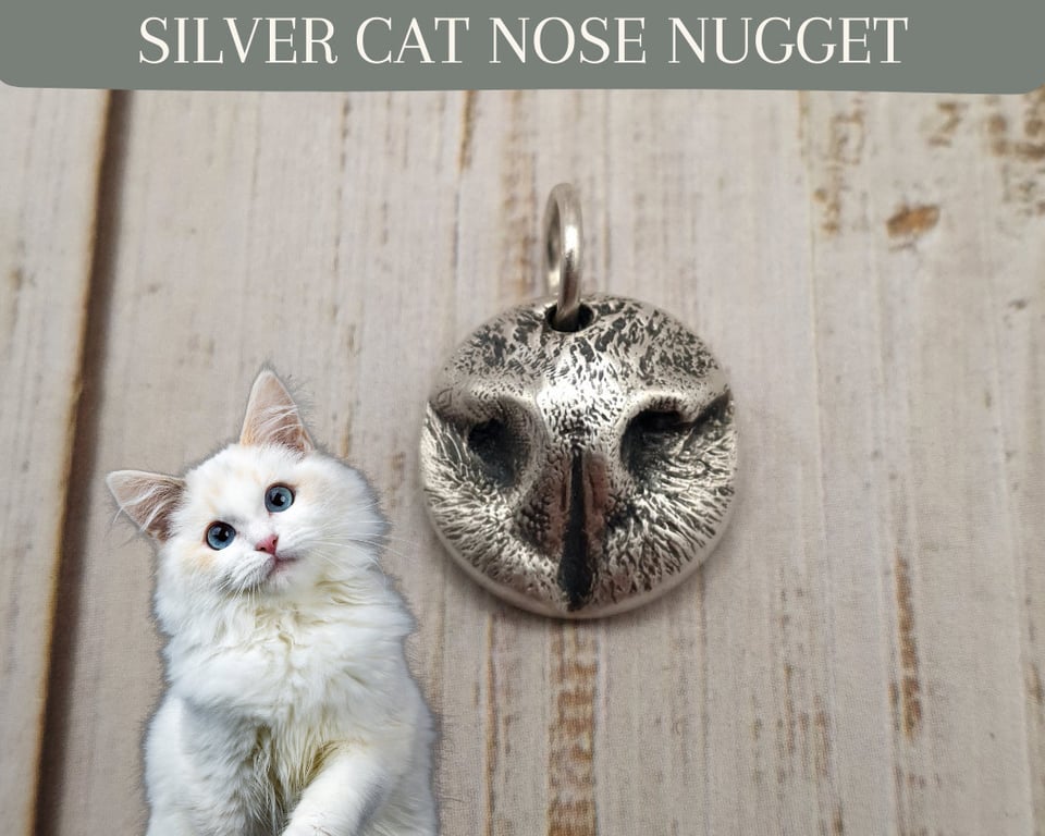Custom Cat Nose Necklace: Sterling Silver Pet Memorial Charm