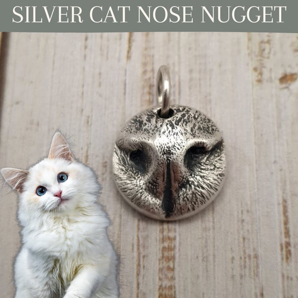 Custom Cat Nose Necklace: Sterling Silver Pet Memorial Charm