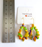Tropical Hoop Polymer Clay Earrings with Gold Leaf, Stainless Steel Dangles - Image 5