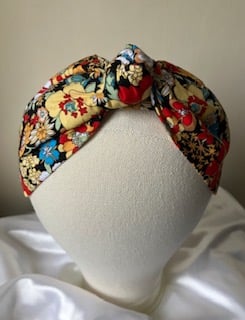 Gerty - Vibrant 40s Style Cotton Floral Print Turban Headband 