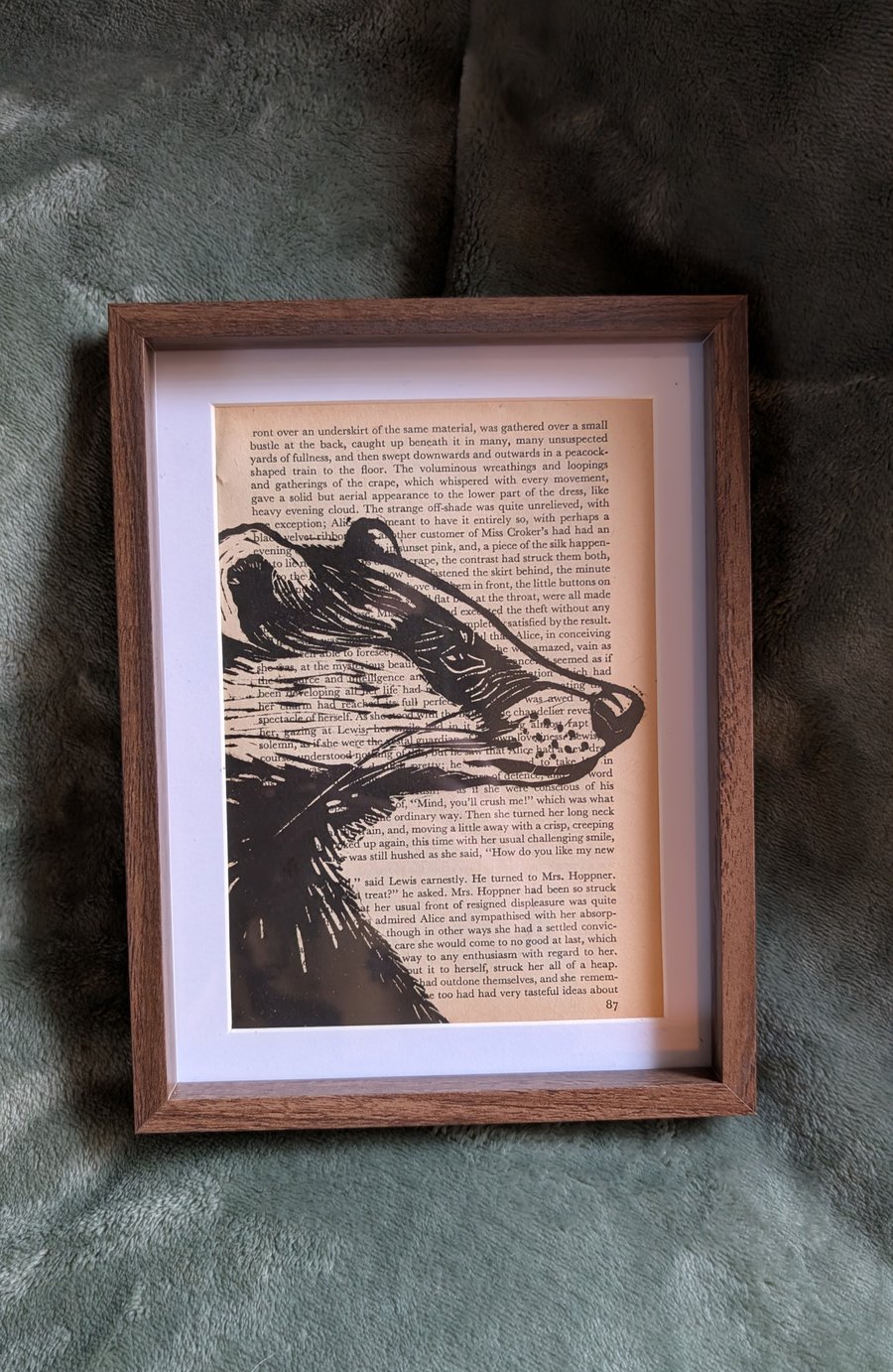 Vintage Badger Page Lino Print 