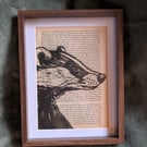 Vintage Badger Page Lino Print 