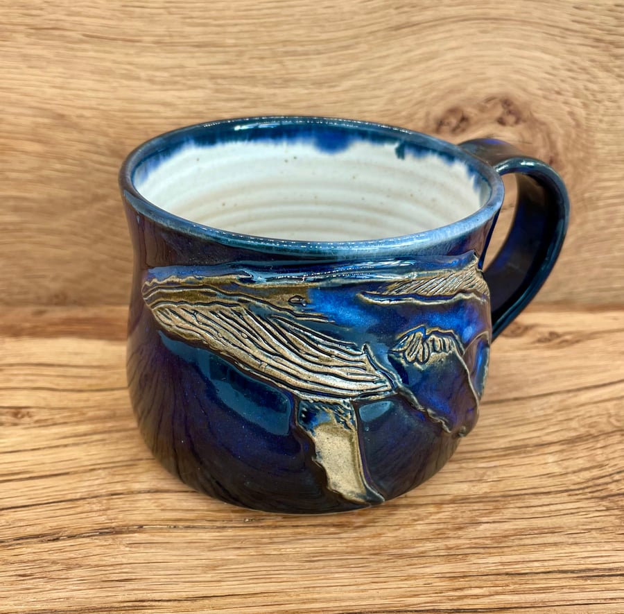 Handmade Ceramic Mug - Midnight Blue Humpback Whale