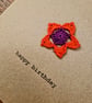 Happy Birthday - Star Flower - Handmade Crochet Card