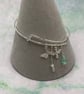 Silver plated charm bangle with green angelite and selenite stones - Image 3