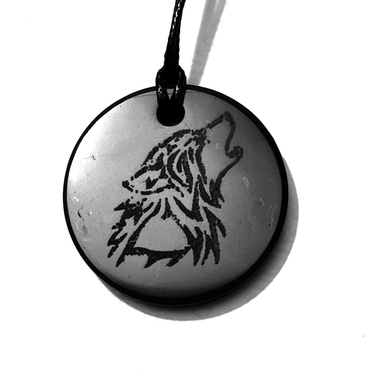 Shungite Pendant CELTIC WOLF Necklace - EMF Protection & Healing