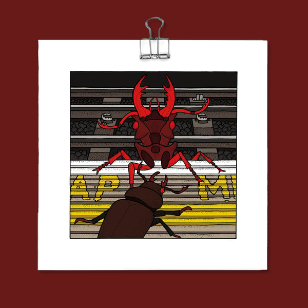 Mind the ga...beetles (mini British Transport dystopia) - Giclee Print (Unframed