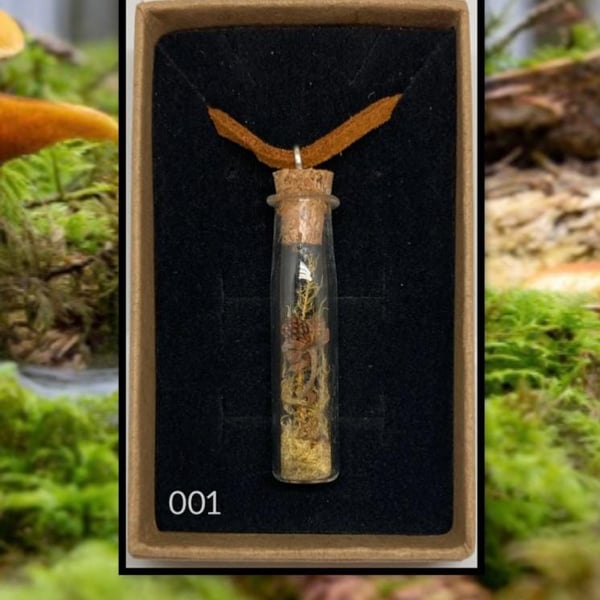 Forest curio jar necklace