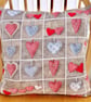 Feature Cushion with Pad: Hearts in Squares design 17" (43cm) - Image 2