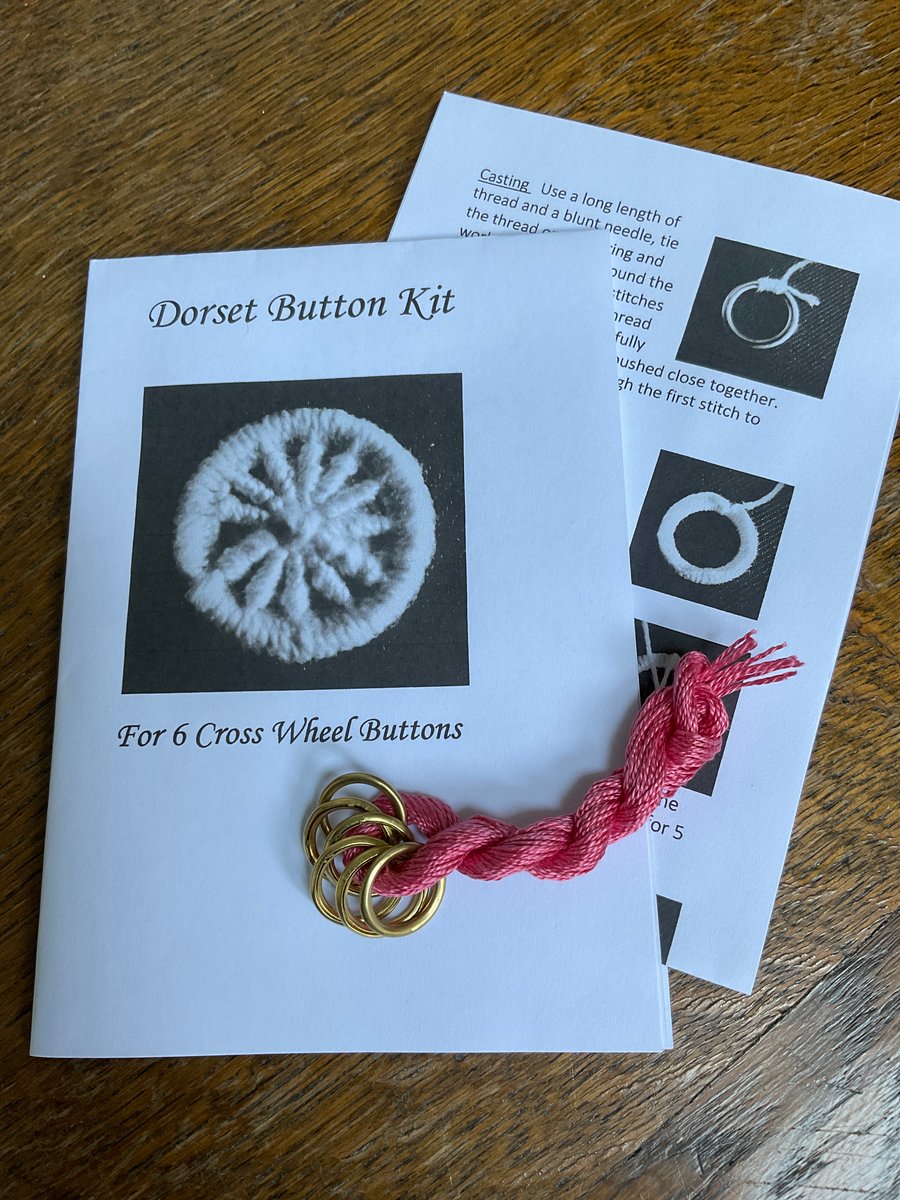 Kit to Make 6 x Dorset Cross Wheel Buttons, Rose pink, 15mm