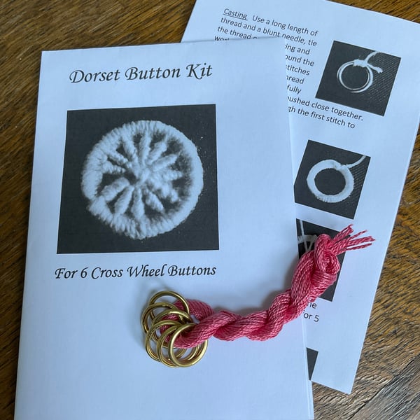 Kit to Make 6 x Dorset Cross Wheel Buttons, Rose pink, 15mm