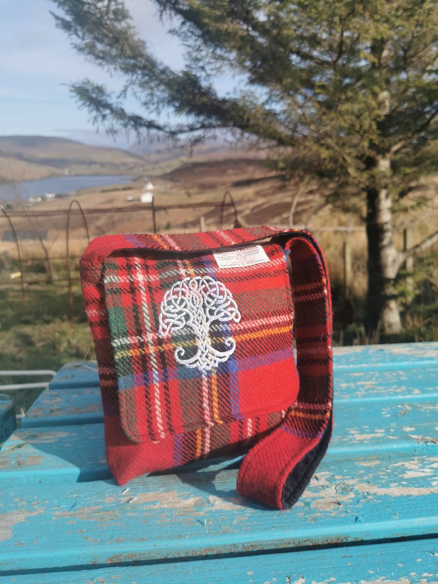 Royal Stewart Tartan Shoulder bag with embroidered celtic tree 