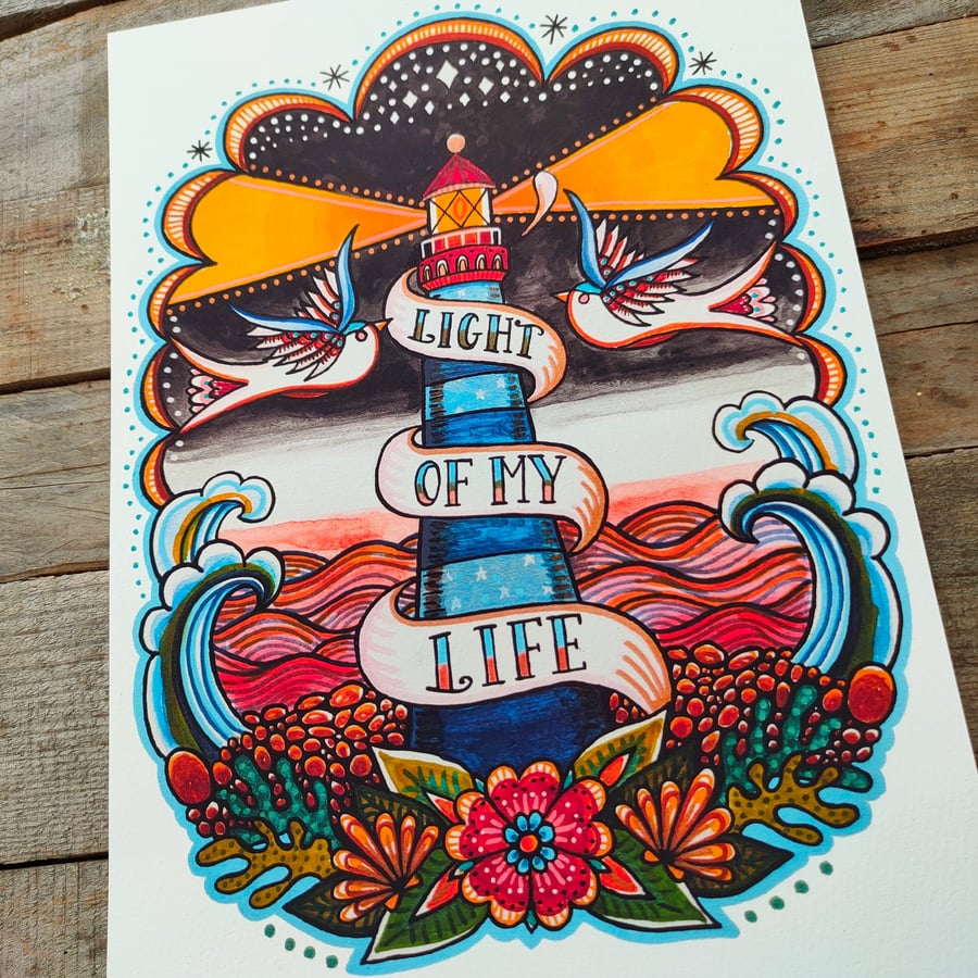 Light Of My Life Art Print, Lighthouse Wall Art, Gift for a friend