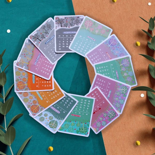 2023 Calendar stickers, Mini calendar stickers, Planner stickers, bullet journal