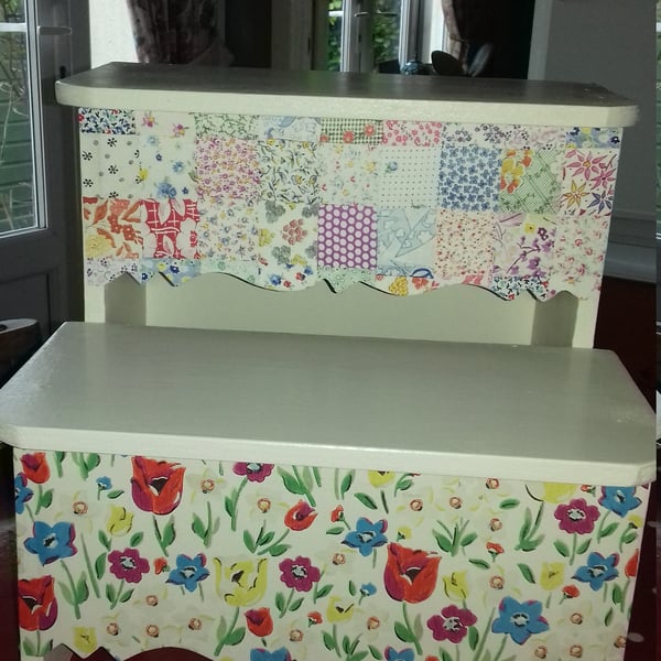 Large Wooden Step Stool Steps Made Using Cath Kidston Rare Vintage Designs Kitch
