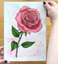 Original Watercolour Painting of a Red Rose, A4 Art - Image 1