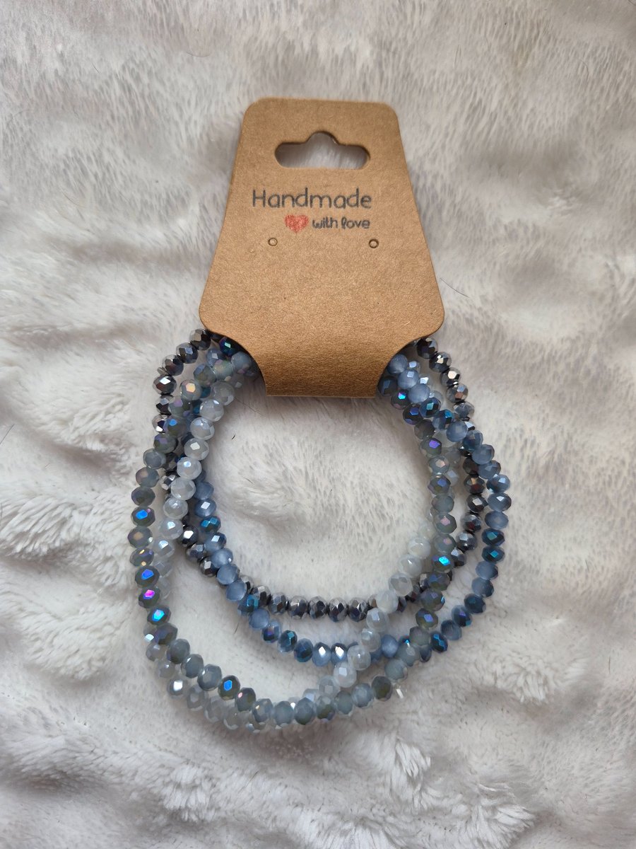 4 Stretch faceted glass bead bracelets