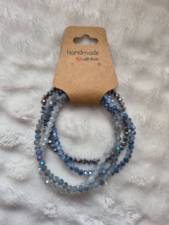 4 Stretch faceted glass bead bracelets