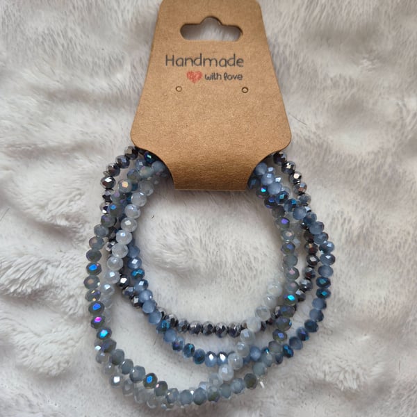 4 Stretch faceted glass bead bracelets