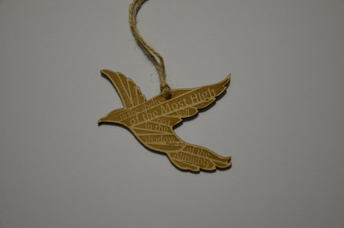 'Laser Tweet' - Psalm 91 (wood, 10cm)