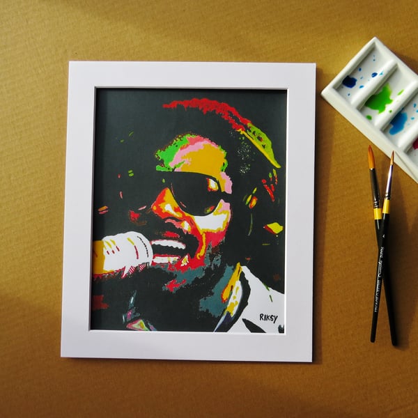 STEVIE WONDER - ART PRINT WITH MOUNT