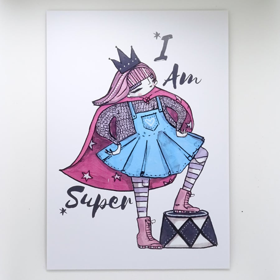 'I am Super' Small Poster Print