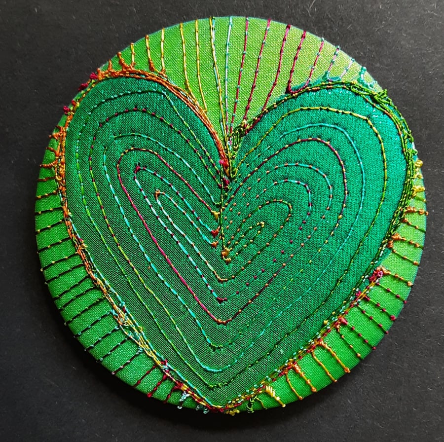 58mm Multicoloured Heart Textile Badge 
