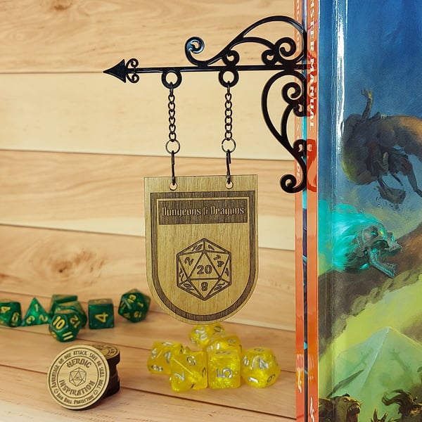 Dungeons & Dragons Genre Divider Bookshelf Decor - Solid Walnut DnD Library Sign