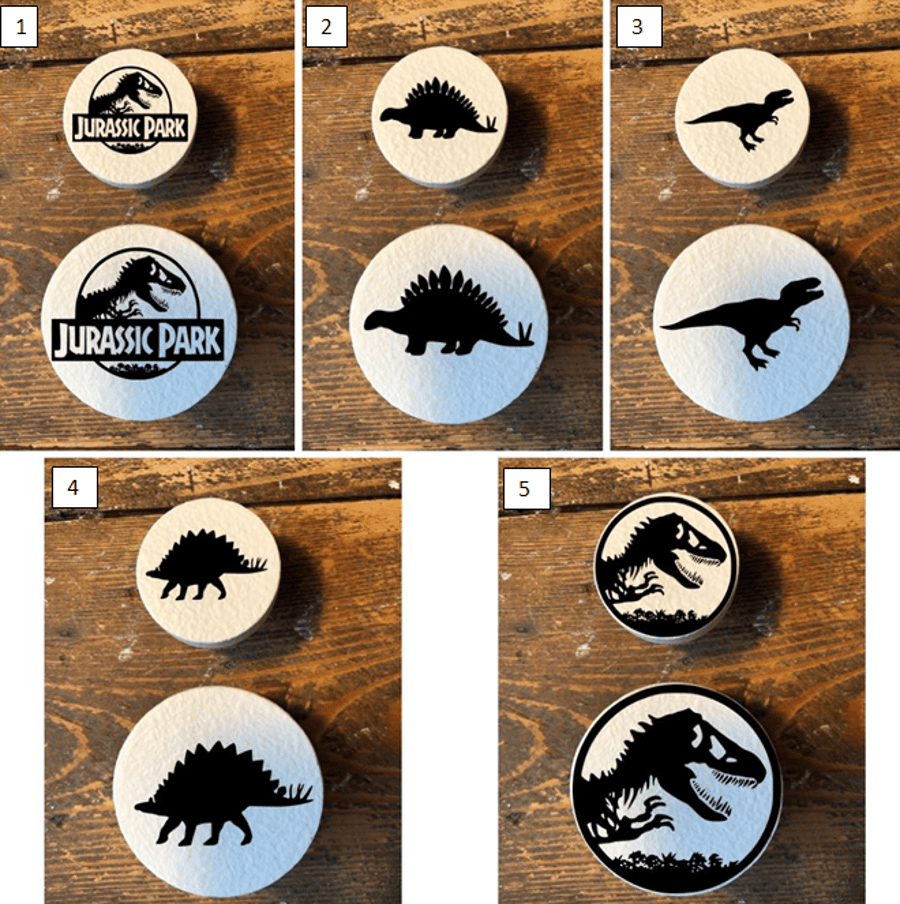 Handmade Dinosaur Jurassic Park inspired pine door knobs wardrobe drawer handles