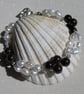 White Freshwater Pearl & Red Garnet Gemstone Bracelet "Regal Sundae" - Image 1